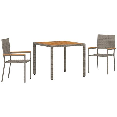 Set da Pranzo per Giardino 3 pcs Grigio 90 x 90 x 75 cm - Foto 1
