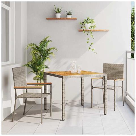 Set da Pranzo per Giardino 3 pcs Grigio 90 x 90 x 75 cm - Foto 2
