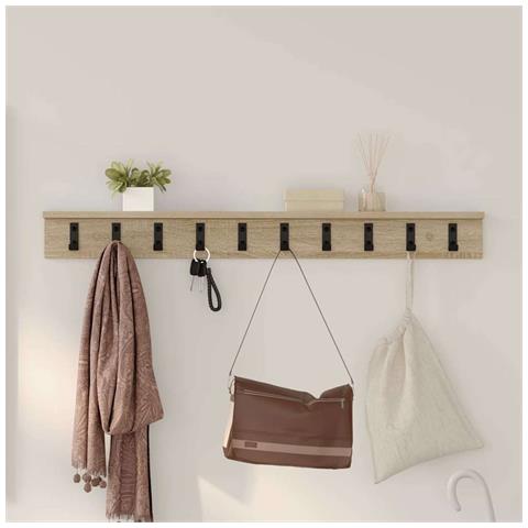 Appendiabiti a muro rovere sonoma 100 x 10.5 x 10.5 cm - Foto 2
