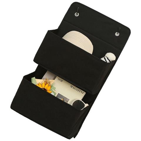 Organizzatore A Due Scomparti Da Appendere Sopra La Porta Nero - Borsa Portaoggetti In Tessuto Non Tessuto - Foto 2