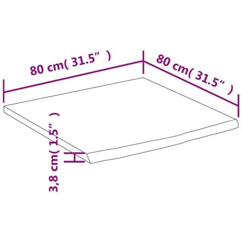 Piano Scrivania 80x80x3,8cm Quadrato Massello Acacia Bordi Vivi - Foto 8