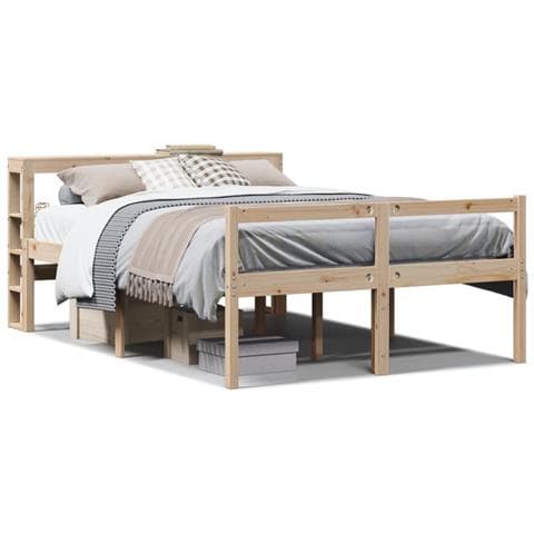 Letto per Anziani con Testiera 140x190 cm Legno Massello Pino - Foto 1