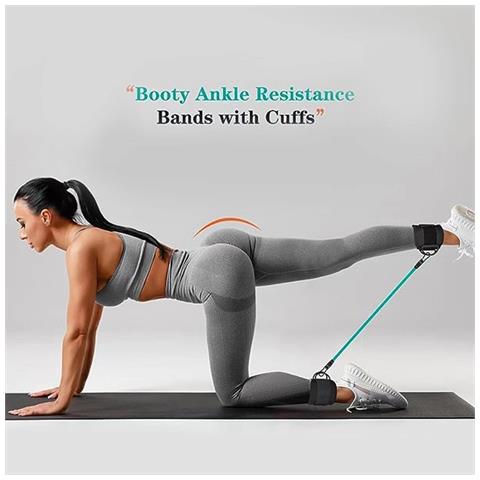 Set Di Bande Di Resistenza - 3 Bande Tpe Con Cavigliere Rosa E Bande Elastiche Per Allenamento Dei Glutei - Foto 2