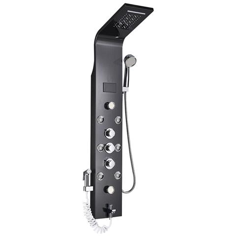 Pannello doccia, Blackswan, tipo M8009, modello nero con bocca, display digitale, doccetta bidet, LED e funzioni SPA, misura 128 cm - Foto 1