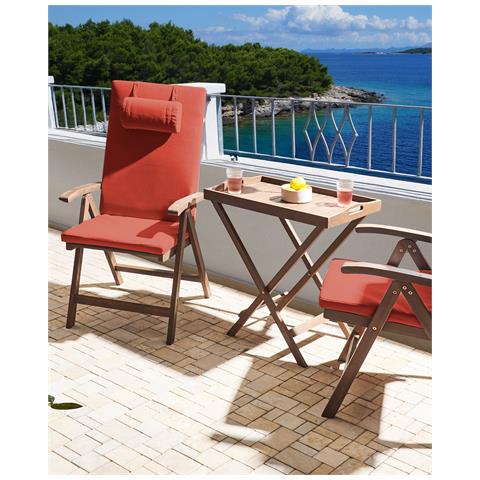 Set Di 2 Sedie Da Giardino Con Cuscini Amantea Premium Legno D \'acacia Rosso - Foto 1