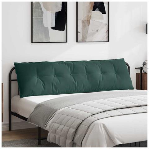 Cuscino per Schiena Verde Scuro 180 x 50 cm Tessuto in Cords - Foto 2