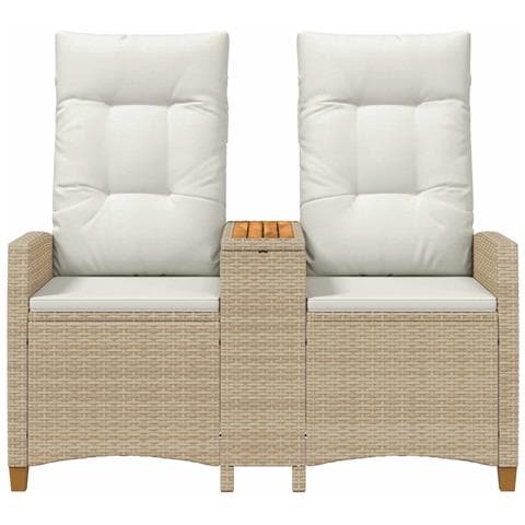 Panchina reclinabile con tavolo Beige e Bianco Crema polyrattan - Foto 2