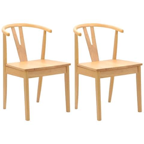 Sedia da pranzo 2 pcs Naturale Legno di gomma solido - Foto 1