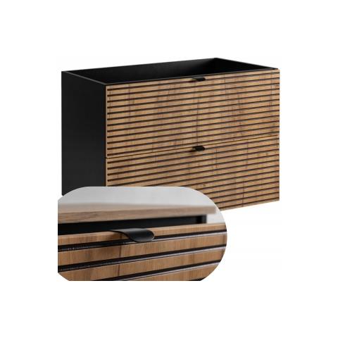 | Mobili da bagno | Marrone opaco, nero | L /A /D circa 80/57/46 cm | Mobiletto, mobile da bagno, mobile da bagno, LOFT - Foto 1