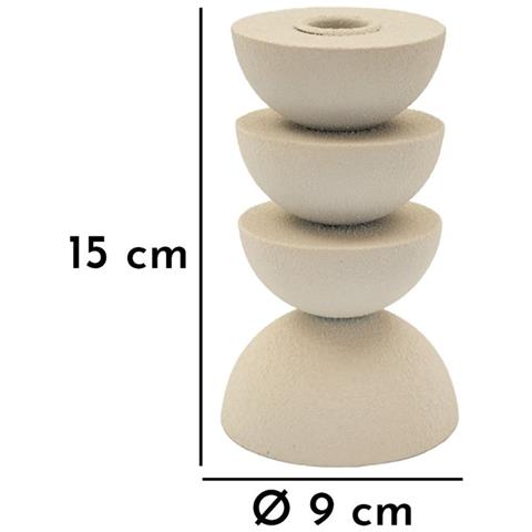 Portacandele Dune Pix Basso In Ferro Crema A Dischi Sovrapposti — Ø 9 X H 15 Cm - Foto 6