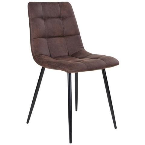 Set 2 Sedie Da Pranzo Middelfart In Microfibra Marrone Scuro Con Gambe Nere - Foto 1