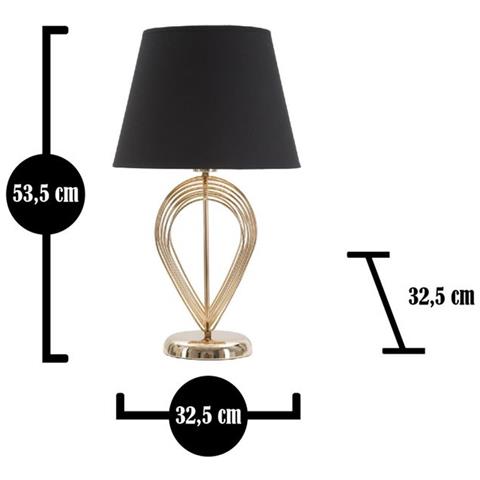 Lampada Da Tavolo Maxt In Ferro Dorato E Nero Con Paralume In Tessuto Nero - Foto 6