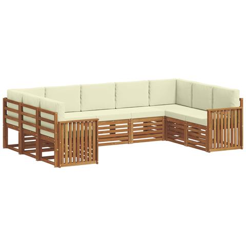 Set divani 9 pcs Naturale e Crema Legno di Acacia Massello - Foto 1