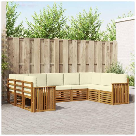 Set divani 9 pcs Naturale e Crema Legno di Acacia Massello - Foto 2
