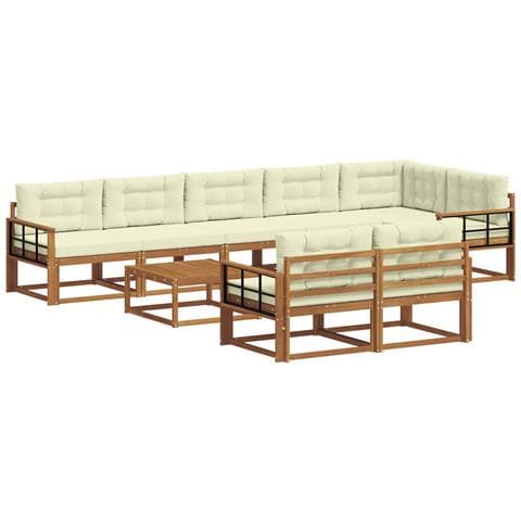 Set di divani da esterno con cuscino 9 pcs Naturale e Crema - Foto 1