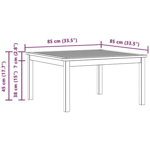 Tavolino da salotto Acacia chiaro 85 x 85 x 45 cm - Foto 7