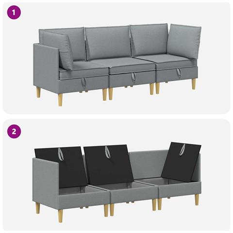 Set di divani modulari con spazio di archiviazione 3 pcs - Foto 8