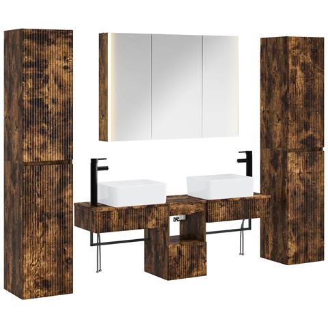Set di mobili per il bagno 6 pcs Rovere Fumo - Foto 1