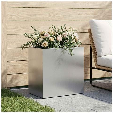 Vaso da giardino Argento 50 x 30 x 40 cm Acciaio zincato - Foto 2