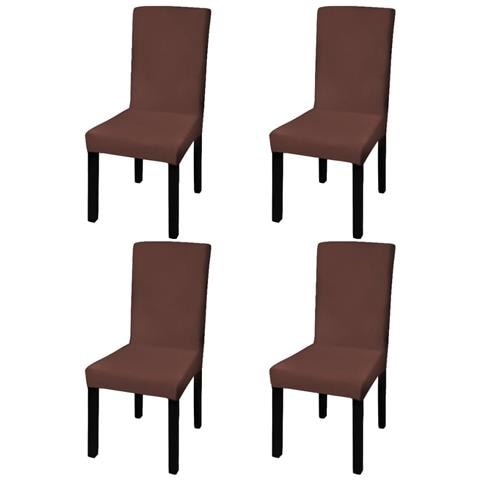 Set 4 Pz Fodera Elastica Per Sedie Marrone - Foto 1