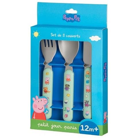 Plastica Acciaio Inossidabile FUN HOUSE 006108 Peppa Pig-Set di Posate Composto da forchetta e Cucchiaio per Bambini 13,5 x 3 cm 