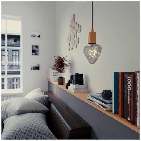 Lampadina Maxi Curved Heart, Decorativa, Con Filamento A Spirale, Fumo In Vetro, 12,5 X 12,5 X 16 Cm, 1 X E27, 5w, 150lm, 2000k, 240v - Foto 4