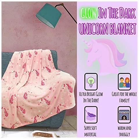 Unicorn Coperta Per Ragazze Rosa Glow In The Blanket Scuro Con Stelle E Unicorni Super Soft Coperte In Pile Copridivani Per I Bambini Camera Accessories Unicorn Regali Per Le Ragazze Le Donne - Foto 4