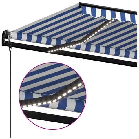 Tenda Automatica con Sensore Vento e LED 500x350 cm Blu Bianca - Foto 2