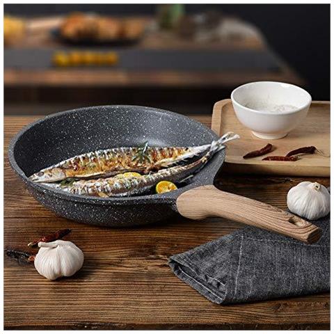 Padella Antiaderente Padella 20cm Pietra Padelle Pentole Granito Coating Padelle Pentole Frittata Padella. (gray 8 Pollici)  - Foto 2