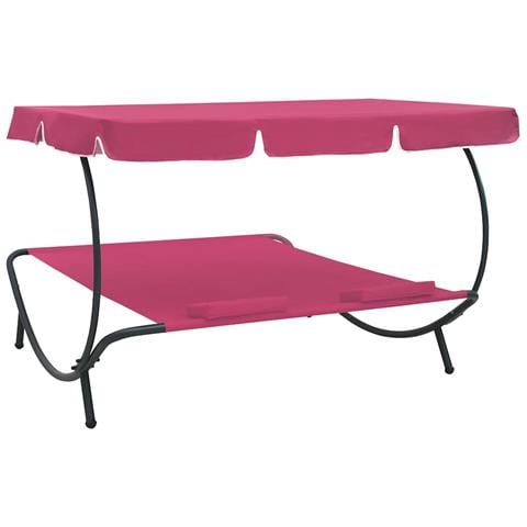 Lettino Prendisole con Baldacchino e Cuscini Rosa - Foto 2