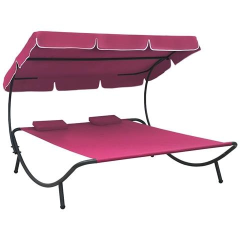 Lettino Prendisole con Baldacchino e Cuscini Rosa - Foto 1