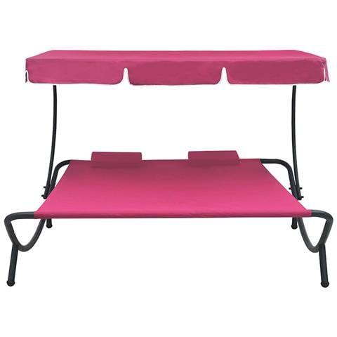 Lettino Prendisole con Baldacchino e Cuscini Rosa - Foto 7