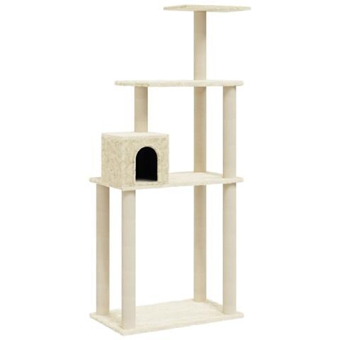 Albero Per Gatti Con Tiragraffi In Sisal Crema 147 Cm - Foto 2
