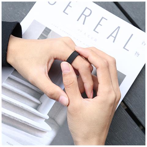 Anello In Maglia Flessibile In Acciaio Inossidabile Black - Foto 6
