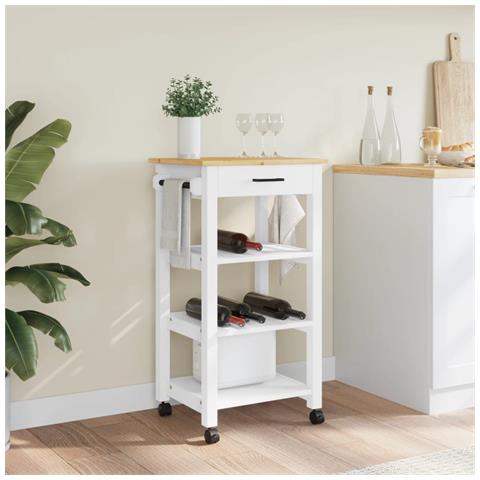 Carrello Da Cucina Monza 48x40x90 Cm In Legno Massello Di Pino - Foto 3