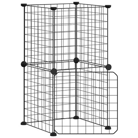 Gabbia Per Animali 8 Pannelli Con Porta Nero 35x35 Cm Acciaio - Foto 1