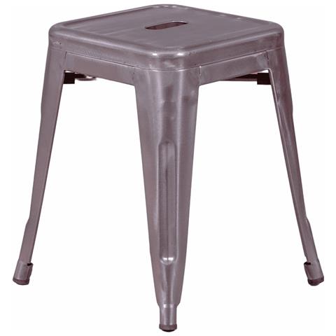 Sgabello Basso Industriale In Acciaio Metallizzato (45 Cm) - Bistro - Foto 1