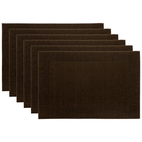 Set Tovagliette Americane Cucina Antiscivolo In Tinta Unita Lavabili In Vari Colori Set 6 Marrone - Foto 1