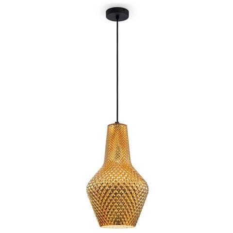 Lampadario A Sospensione Tommy Metallo Oro 1 Luce E27 Diffusore Vetro - Foto 1