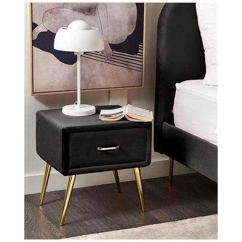 Comodino 1 Cassetto Flayat Velluto Nero - Foto 9