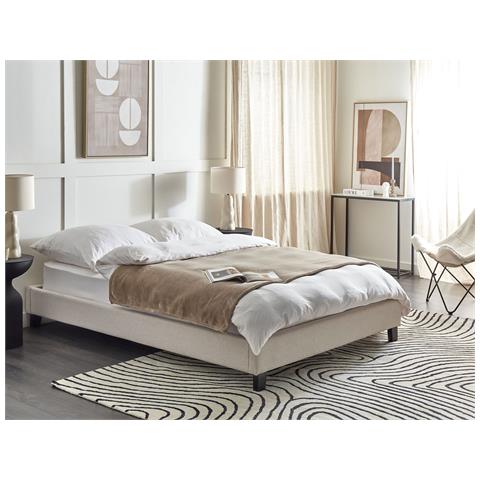 Letto Senza Testata Tessuto Roanne 140 X 200 Cm Beige Chiaro - Foto 1