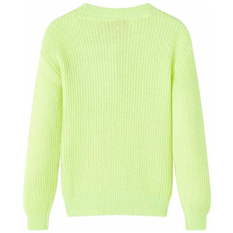 Maglione Da Bambina Lavorato A Mano Giallo Neon 116 - Foto 2