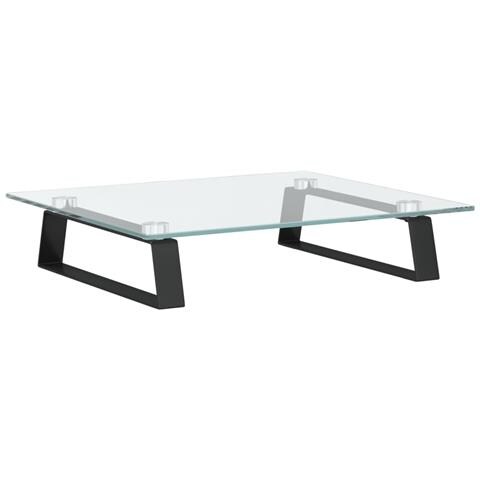 Supporto Per Monitor Nero 40x35x8cm Vetro Temperato E Metallo - Foto 2