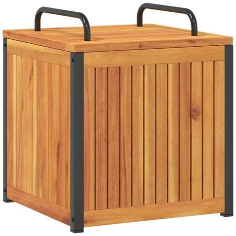 Cassa Da Esterno Per Cuscini 45x45x45/53cm In Legno E Acciaio - Foto 2