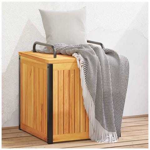 Cassa Da Esterno Per Cuscini 45x45x45/53cm In Legno E Acciaio - Foto 1