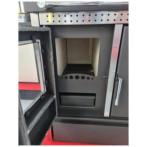 Stufa Cucina Riscaldamento A Legna Piano Cottura In Ghisa Con Forno Struttura In Acciaio Exclusive Inox - Foto 8