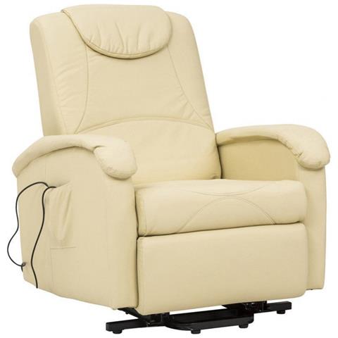 Poltrona Relax In Ecopelle Elettrica Massaggiante Reclinabile Per Interno - Beige - Foto 1