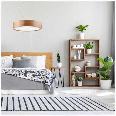 Lampada A Sospensione Eveline - Marrone - Legno, Vetro - 80x37x37 Cm - Foto 2