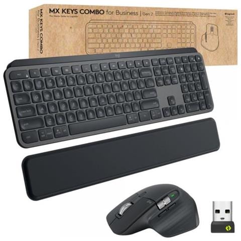 Mx Keys Combo For Business Gen 2 Tastiera Mouse Incluso Rf Senza Fili + Bluetooth Qwertz Svizzere Grafite - Foto 1