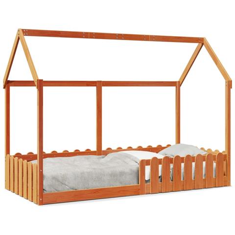 Giroletto Casetta Bambini Marrone Cera 90x190 Cm Massello Pino - Foto 2